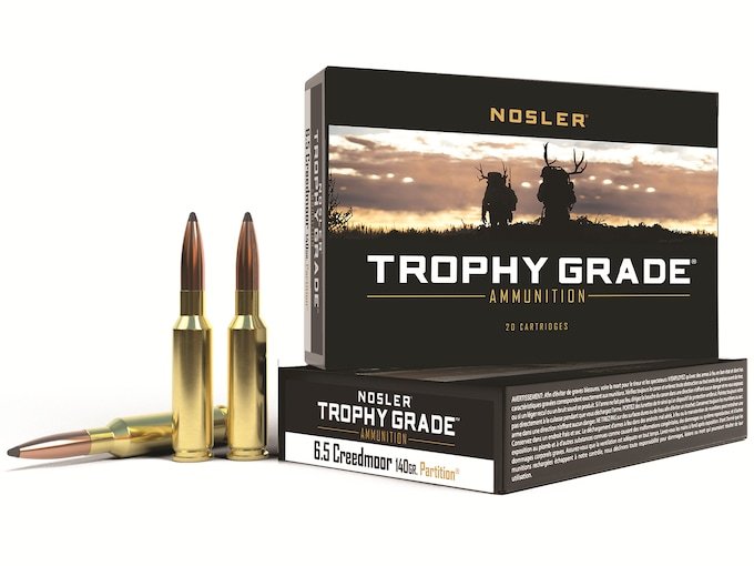 494996.jpg Nosler Trophy Grade Ammunition 6.5 Creedmoor 140 Grain Partition Box of 20 - Image 1
