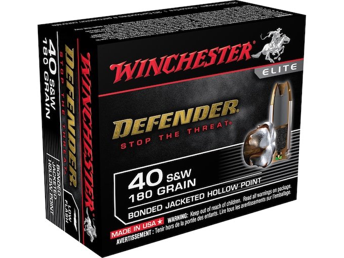 539124.jpg Winchester Defender Ammunition 40 S&W 180 Grain Bonded Jacketed Hollow Point Box of 20 - Image 1