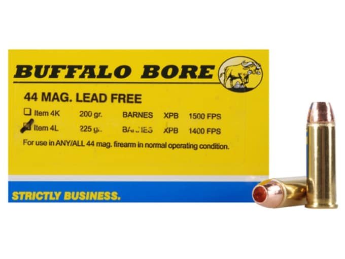539654.jpg Buffalo Bore Ammunition 44 Remington Magnum 225 Grain Barnes XPB Hollow Point Lead-Free Box of 20 - Image 1