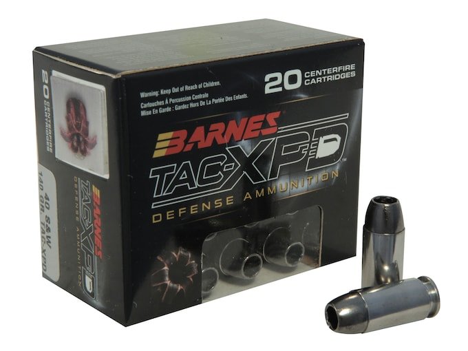 546962.jpg Barnes TAC-XPD Ammunition 40 S&W 140 Grain TAC-XP Hollow Point Lead-Free Box of 20 - Image 1