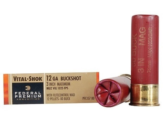 573227.jpg Federal Premium Vital-Shok Ammunition 12 Gauge 3" Buffered 00 Copper Plated Buckshot 12 Pellets Flitecontrol Wad - Image 1