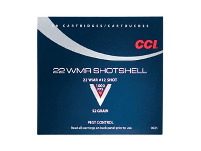 617555.jpg CCI Shotshell Ammunition 22 Winchester Magnum Rimfire (WMR) 52 Grain #12 Shot Shotshell - Image 1