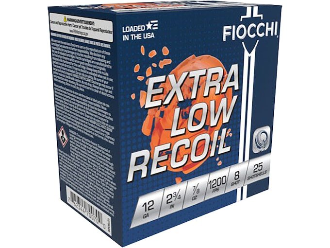 626514.jpg Fiocchi Low Recoil Ammunition 12 Gauge 2-3/4" 7/8 oz #8 Shot - Image 1