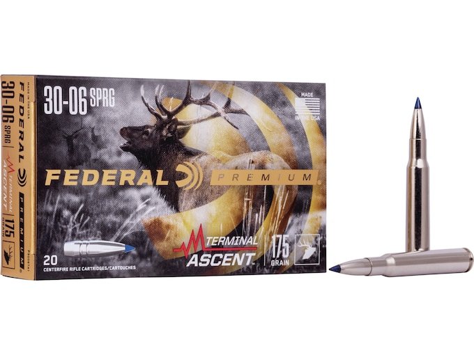 634691.jpg Federal Premium Terminal Ascent Ammunition 30-06 Springfield 175 Grain Polymer Tip Bonded Boat Tail - Image 1