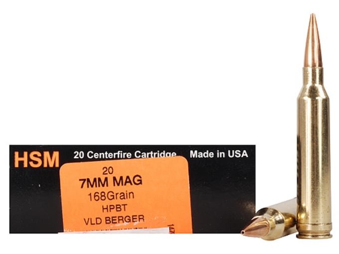 641083.jpg HSM Trophy Gold Ammunition 7mm Remington Magnum 168 Grain Berger Hunting VLD Hollow Point Boat Tail Box of 20 - Image 1