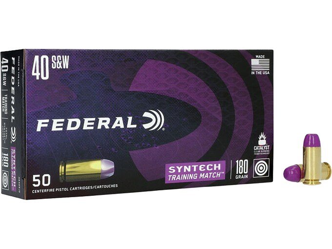 650338.jpg Federal Syntech Training Match Ammunition 40 S&W 180 Grain Total Synthetic Jacket Box of 50 - Image 1