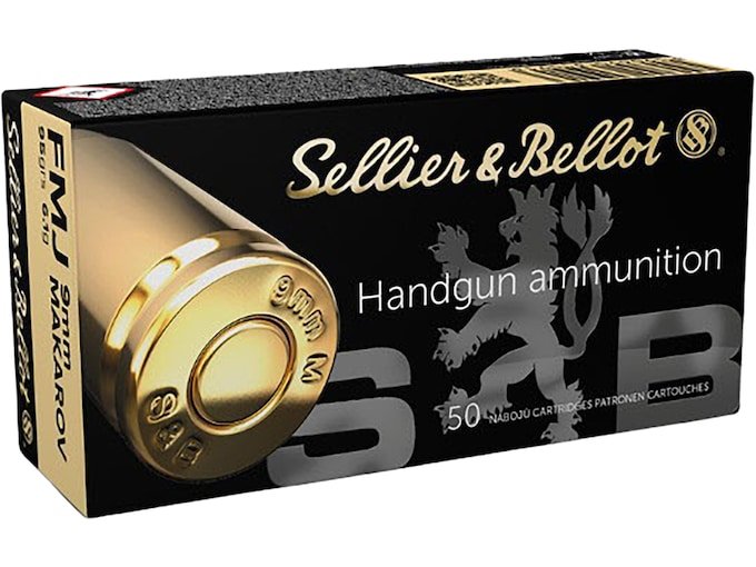 650860.jpg Sellier & Bellot Ammunition 9x18mm (9mm Makarov) 95 Grain Full Metal Jacket Box of 50 - Image 1