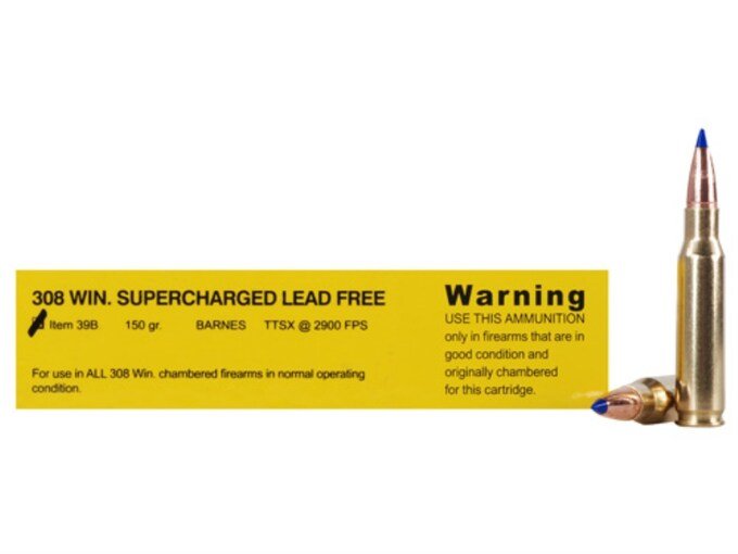 651109.jpg Buffalo Bore Ammunition 308 Winchester 150 Grain Barnes Tipped Triple-Shock X Bullet Boat Tail Lead-Free Box of 20 - Image 1