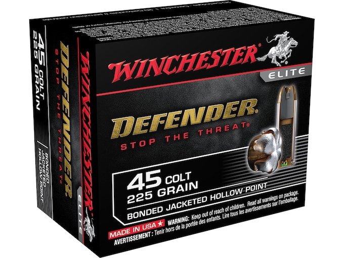655926.jpg Winchester Defender Ammunition 45 Colt (Long Colt) 225 Grain Bonded Jacketed Hollow Point - Image 1