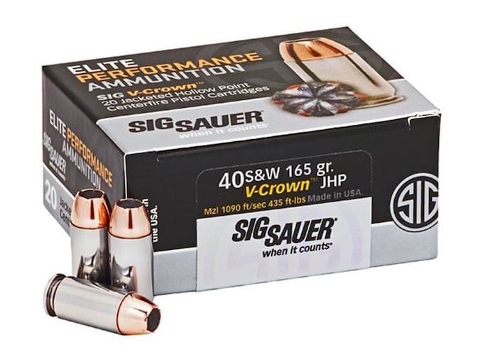 678730.jpg Sig Sauer Elite Performance Ammunition 40 S&W 165 Grain V-Crown Jacketed Hollow Point Box of 20 - Image 1
