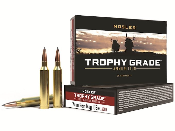 721087.jpg Nosler Trophy Grade Ammunition 7mm Remington Magnum 168 Grain AccuBond Long Range Box of 20 - Image 1