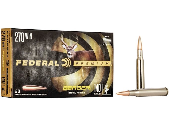 723685.jpg Federal Premium Ammunition 270 Winchester 140 Grain Berger Hybrid Hunter - Image 1