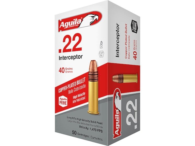 727748.jpg Aguila Interceptor Ammunition 22 Long Rifle 40 Grain Plated Lead Round Nose - Image 1