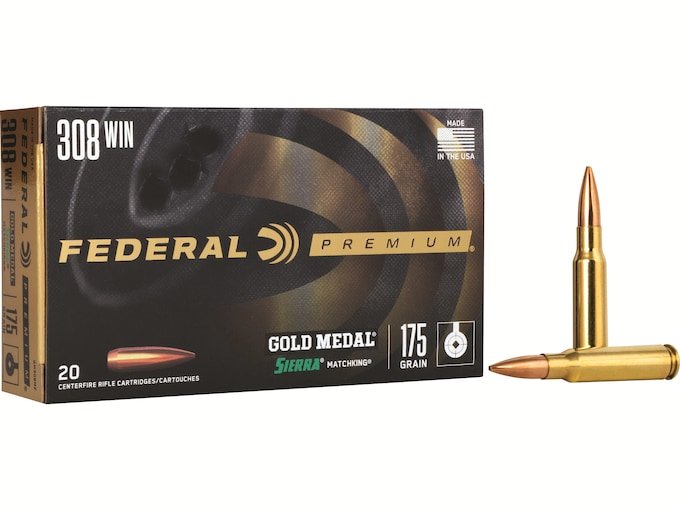 728886.jpg Federal Premium Gold Medal Ammunition 308 Winchester 175 Grain Sierra MatchKing Hollow Point Boat Tail - Image 1
