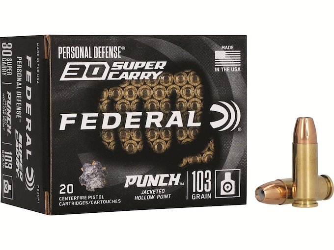 753807.jpg Federal Premium Personal Defense Punch Ammunition 30 Super Carry 103 Grain HST Jacketed Hollow Point Box of 20 - Image 1