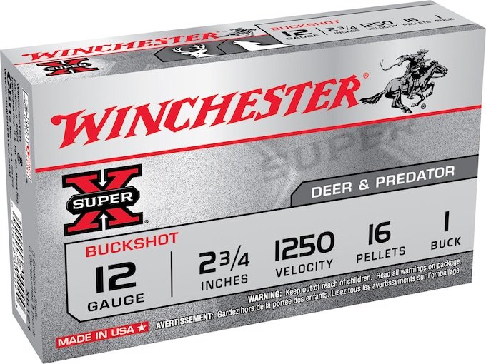 755993.jpg Winchester Super-X Ammunition 12 Gauge 2-3/4" Buffered #1 Buckshot 16 Pellets - Image 1