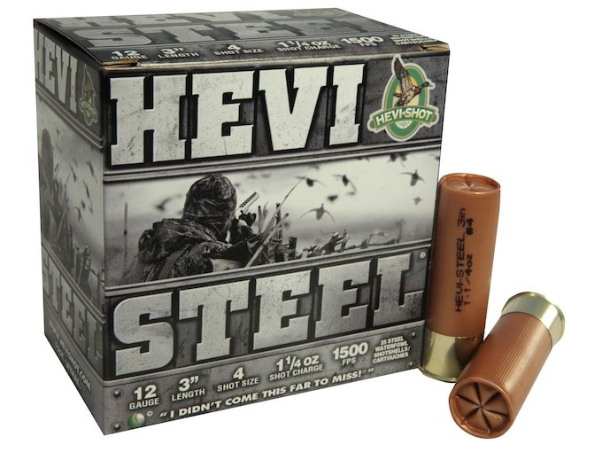 769003.jpg Hevi-Shot Hevi-Steel Waterfowl Ammunition 12 Gauge 3" 1-1/4 oz #4 Non-Toxic Shot - Image 1
