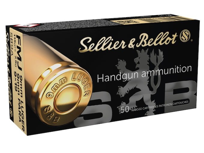 777168.jpg Sellier & Bellot Ammunition 9mm Luger 115 Grain Full Metal Jacket Box of 50 - Image 1