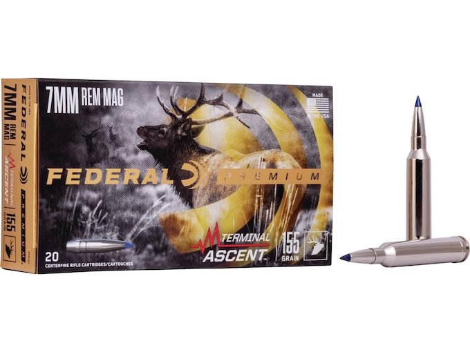 791041.jpg Federal Premium Terminal Ascent Ammunition 7mm Remington Magnum 155 Grain Polymer Tip Bonded Boat Tail - Image 1