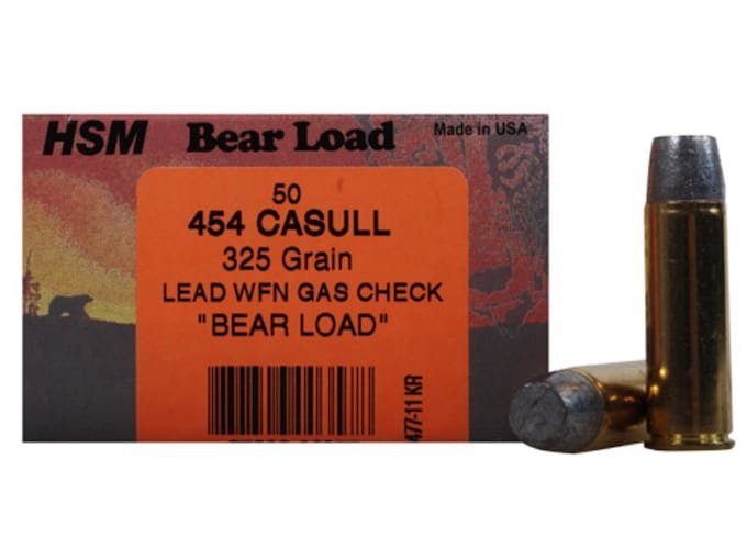 793412.jpg HSM Bear Ammunition 454 Casull 325 Grain Lead Wide Flat Nose Gas Check Box of 50 - Image 1