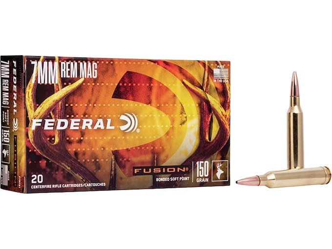 820100.jpg Federal Fusion Ammunition 7mm Remington Magnum 150 Grain Bonded Spitzer Boat Tail Box of 20 - Image 1