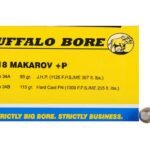 Buffalo Bore Ammunition 9x18mm (9mm Makarov) 115 Grain Hard Cast Lead Flat Nose Box of 20