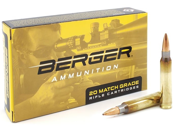 854159.jpg Berger Match Grade Ammunition 223 Remington 73 Grain Hollow Point Boat Tail Target Box of 20 - Image 1