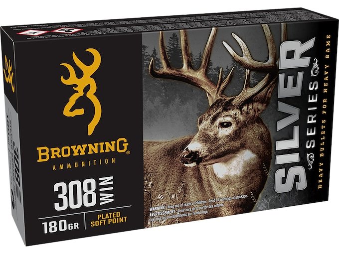 865189.jpg Browning Silver Series Ammunition 308 Winchester 180 Grain Jacketed Soft Point Box of 20 - Image 1