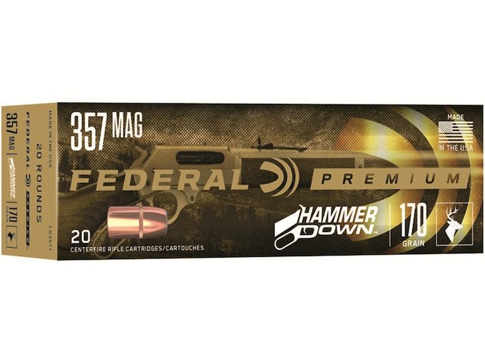 871568.jpg Federal Premium HammerDown Ammunition 357 Magnum 170 Grain Bonded Soft Point Box of 20 - Image 1