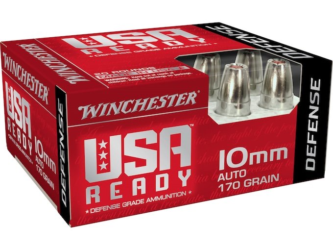 882895.jpg Winchester USA Ready Defense Ammunition 10mm Auto 170 Grain Jacketed Hollow Point Box of 20 - Image 1
