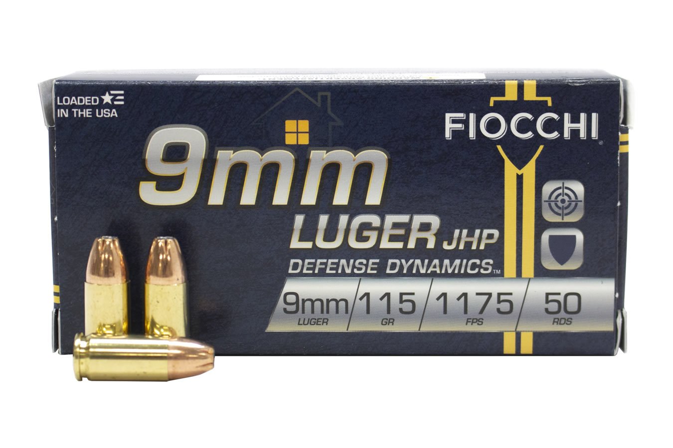 88433-DEFAULT-l.jpg Fiocchi Defense Dynamics Ammunition 9mm Luger 115 Grain Jacketed Hollow Point Box of 50 - Image 1