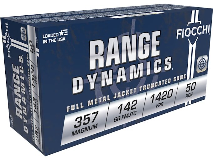 913680.jpg Fiocchi Range Dynamics Ammunition 357 Magnum 142 Grain Full Metal Jacket Truncated Cone Box of 50 - Image 1