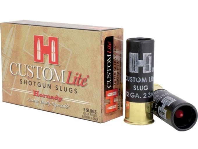 921236.jpg Hornady Custom Lite Ammunition 12 Gauge 2-3/4" 300 Grain FTX Sabot Slug Box of 5 - Image 1