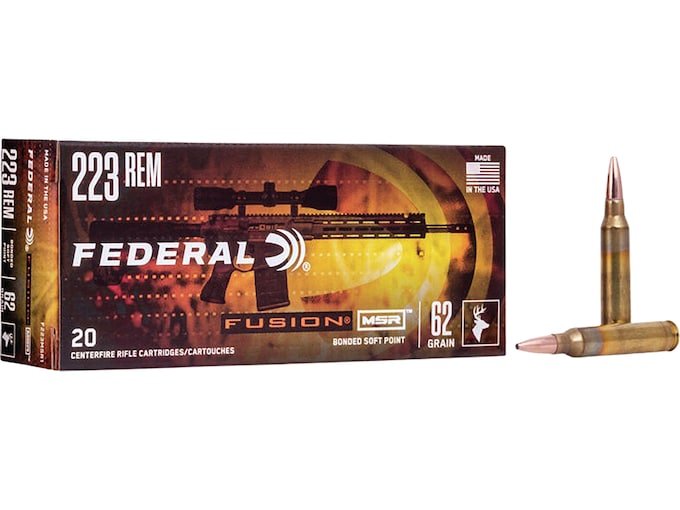 924416.jpg Federal Fusion MSR Ammunition 223 Remington 62 Grain Bonded Spitzer Boat Tail - Image 1