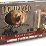 Lightfield Wildlife Control Less Lethal Ammunition 12 Gauge 2-3/4" Rubber Buckshot 21 Pellets Box of 5