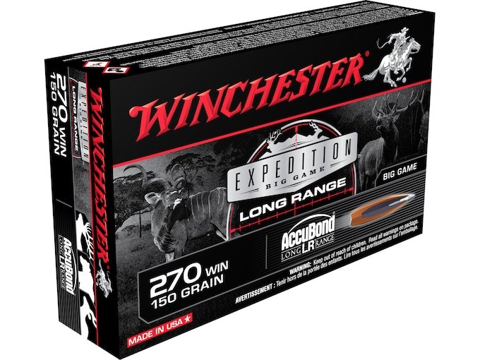 947330.jpg Winchester Expedition Big Game Long Range Ammunition 270 Winchester 150 Grain Nosler AccuBond LR Box of 20 - Image 1