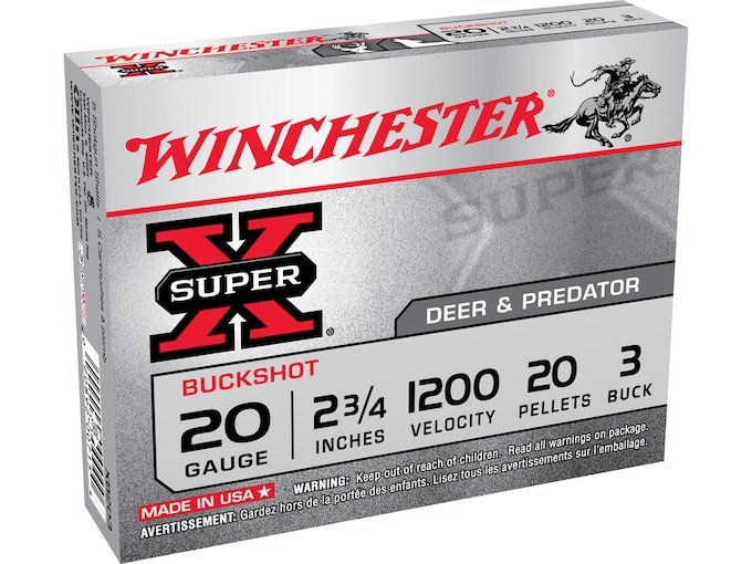 952515.jpg Winchester Super-X Ammunition 20 Gauge 2-3/4" Buffered #3 Buckshot 20 Pellets - Image 1