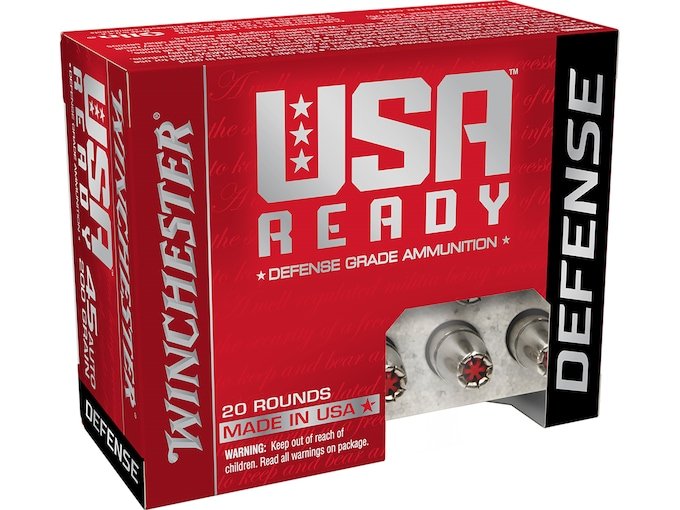956802.jpg Winchester USA Ready Defense Ammunition 45 ACP 200 Grain Hex-Vent Jacketed Hollow Point Box of 20 - Image 1