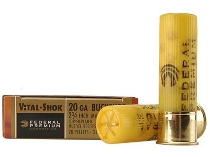 971353.jpg Federal Premium Vital-Shok Ammunition 20 Gauge 2-3/4" Buffered #3 Copper Plated Buckshot 20 Pellets - Image 1