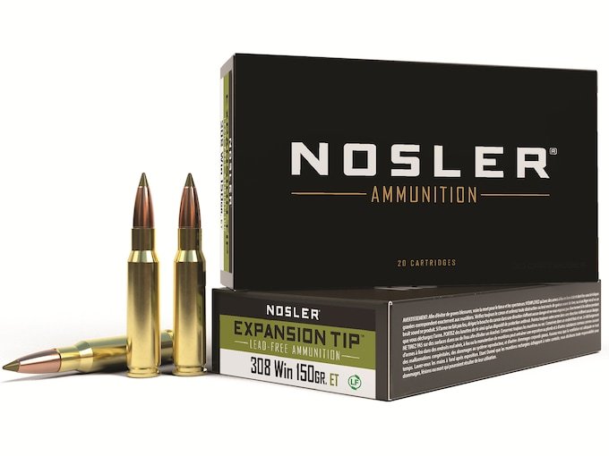 977521.jpg Nosler E-Tip Ammunition 308 Winchester 150 Grain Polymer Tip Lead-Free Box of 20 - Image 1