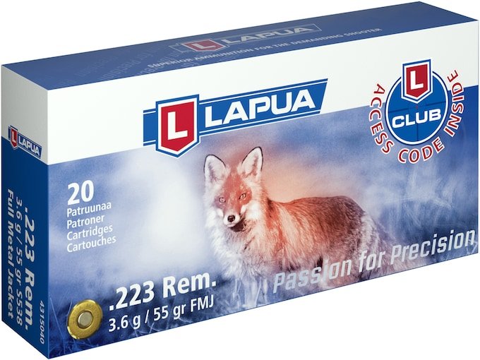 979511.jpg Lapua Ammunition 223 Remington 55 Grain Full Metal Jacket Box of 20 - Image 1