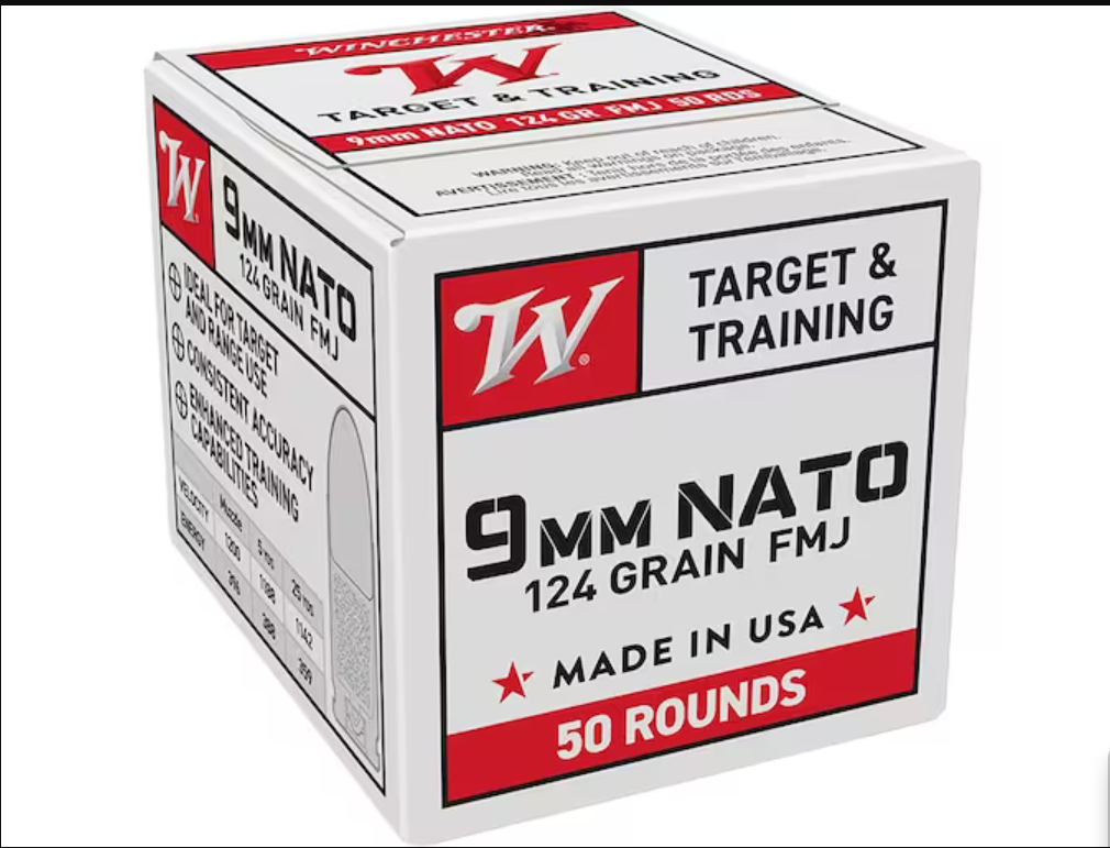 9mm-Nato-124-Grain.png Winchester NATO Ammunition 9mm Luger 124 Grain Full Metal Jacket - Image 1