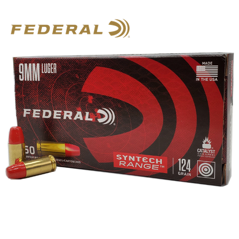 AE9SJ2.png Federal Syntech Range Ammunition 9mm Luger 124 Grain Total Synthetic Jacket - Image 1