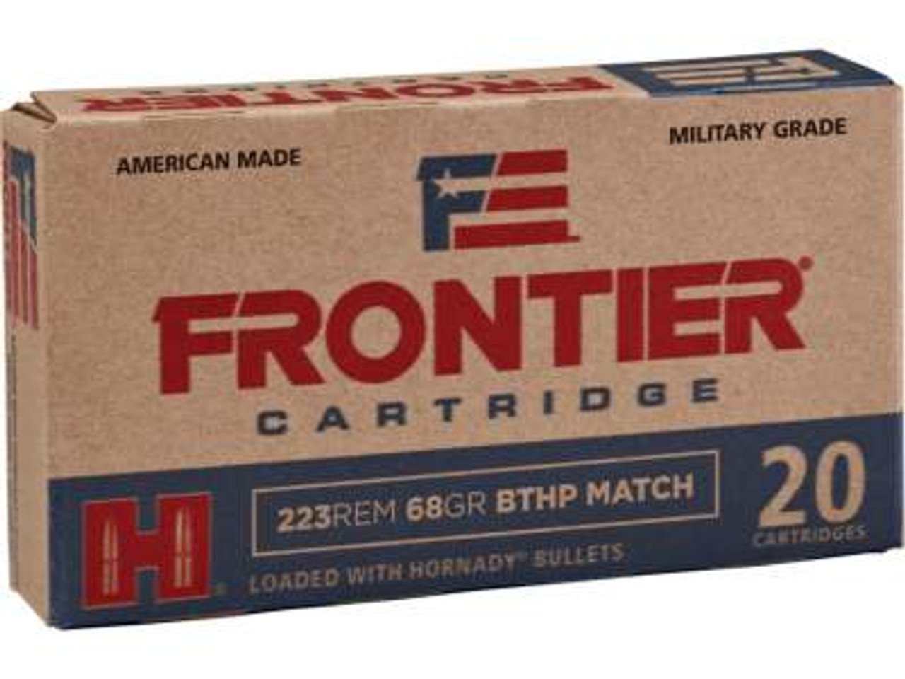HFR160__92415.jpg Frontier Cartridge Military Grade Ammunition 223 Remington 68 Grain Hornady Hollow Point Boat Tail Match - Image 1