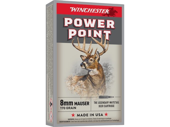 Winchester Power Point 8x57mm JS Mauser Ammo 170 Grain Jacketed Soft Point Winchester Power Point 8x57mm JS Mauser Ammo 170 Grain Jacketed Soft Point - Image 1