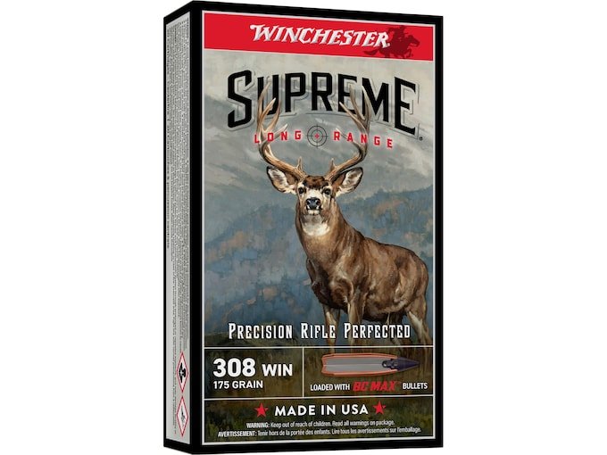 Winchester Supreme Long Range 308 Winchester Ammo 175 Grain Winchester BC Max Polymer Tip Winchester Supreme Long Range 308 Winchester Ammo 175 Grain Winchester BC Max Polymer Tip