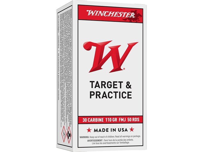 Winchester White Box USA 30 Carbine Ammo 110 Grain Full Metal Jacket Winchester White Box USA 30 Carbine Ammo 110 Grain Full Metal Jacket