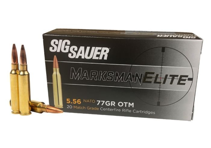 e556m4-20.jpg Sig Sauer Marksman Elite Ammunition 223 Remington 77 Grain Open Tip Match - Image 1