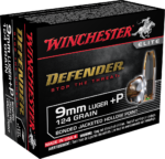 Winchester Defender Ammunition 9mm Luger +P 124 Grain Bonded Jacketed Hollow Point